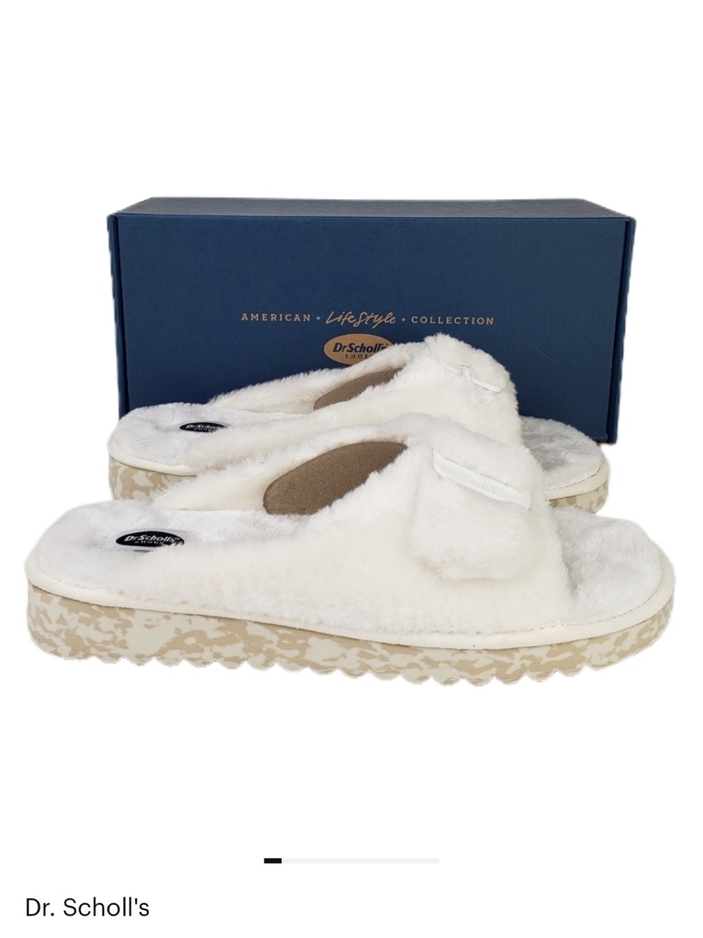 Dr. Scholls Womens Faux Fur Staycay OG Indoor Outdoor Slide On Slippers Sz 8M